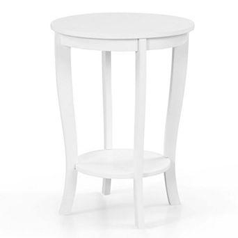 Costway 2 tier End Table 18'' Round Compact Sofa Side Nightstand with Storage Shelf