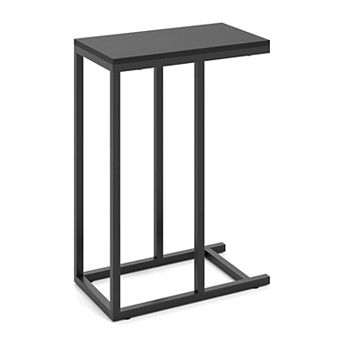 Costway C-shaped Side Table Industrial Sofa Table with Heavy-duty Metal Frame