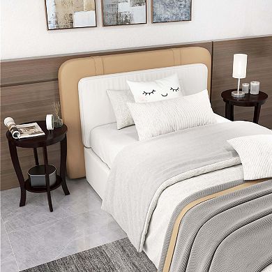 Costway 2 PCS 2-Tier End Table 18'' Round Compact Sofa Side Nightstand with Storage Shelf