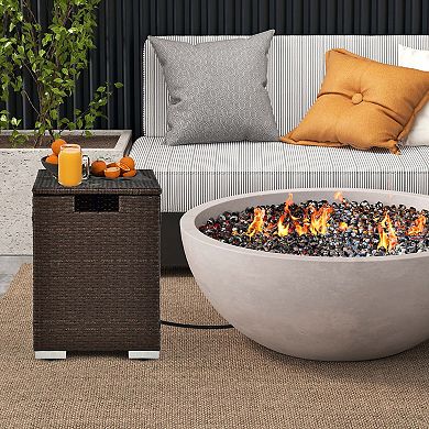 Costway 16" Rattan Propane Tank Cover Hideaway Side Table 20 lbs Propane Gas Holder