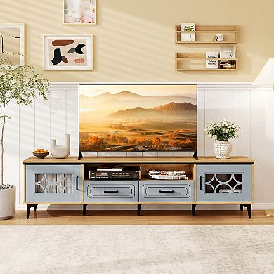 Costway 71" TV Stand for TVs up to 80" with Open Compartment Side Cabinets & Drawers