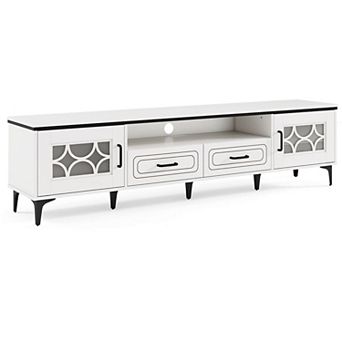 Costway 71" TV Stand for TVs up to 80" with Open Compartment Side Cabinets & Drawers