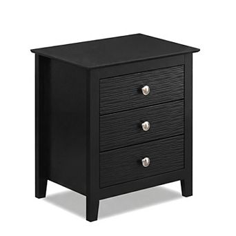 Costway 1 pc Nightstand, Farmhouse 3-Drawer Night Stand with Wood Grain Accents & Sleek Knob
