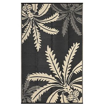 Waterproof Reversible Outdoor Rug Modern Floral Pattern Wear-Resistant Carpet for Picnic Patio Beach