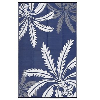 Waterproof Reversible Outdoor Rug Modern Floral Pattern Wear-Resistant Carpet for Picnic Patio Beach