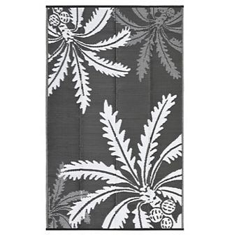 Waterproof Reversible Outdoor Rug Modern Floral Pattern Wear-Resistant Carpet for Picnic Patio Beach