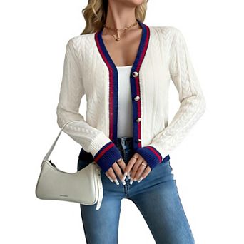 Womens Casual Cardigan Knit v Neck Long Sleeve Open Button Front Cardigan Spring Fall Clothing
