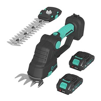 Wireless Hedge Trimmer and Grass Shear, Dual Steel Blades, Multi-Angle Head, Safety Lock, Handheld