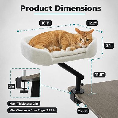 Gray Striped Flannel Rotating Cat Table Bed - Rotating Cat Bed, Space Saving Cat Furniture