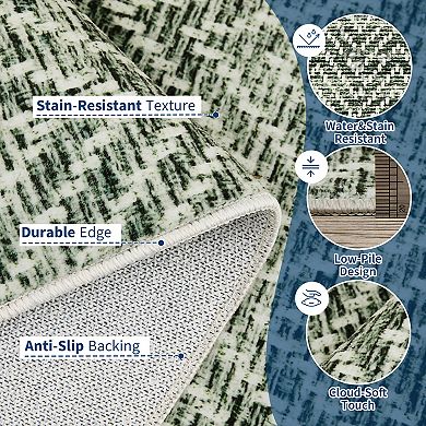 Chevron Pattern Machine Washable Area Rug Non-Slip Low-Pile Stain-Resistant Carpet for Bedroom