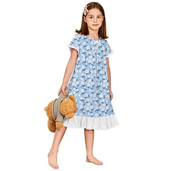 Arshiner Girls Nightgowns Sleepwear Short Sleeve Victorian Pajama Dress Soft Princess Sleepshirt