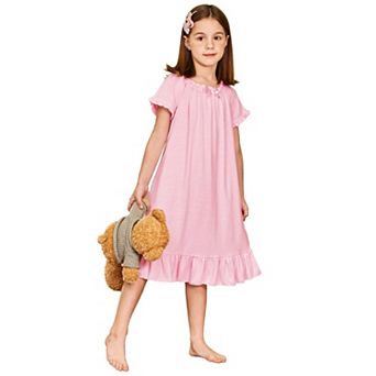 Arshiner Girls Nightgowns Sleepwear Short Sleeve Victorian Pajama Dress Soft Princess Sleepshirt
