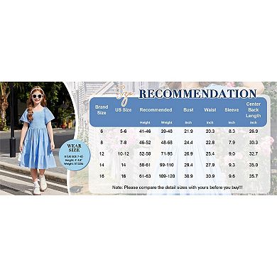 Arshiner Tween Girl Easter Summer Dresses Beach Casual Smocked Ruffle Midi Dress