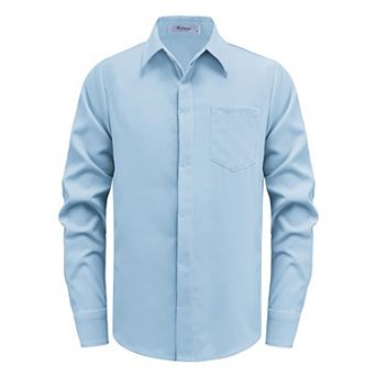 Arshiner Boys Long Sleeve Button Down Pocket School Formal Dress Shirt