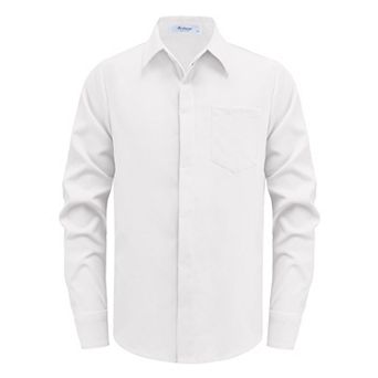 Arshiner Boys Long Sleeve Button Down Pocket School Formal Dress Shirt