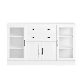 Merax 58.3" Modern Buffet Sideboard with 4 Doors & 2 Drawers, Adjustable Shelves