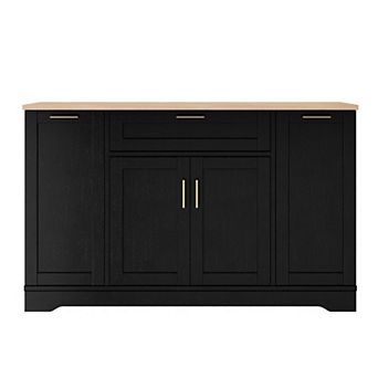 Merax Multi-Functional Storage Sideboard & Extendable Dining Table with Adjustable Shelves