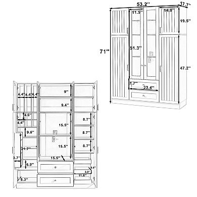 Merax Modern Large Kitchen Pantry with 6 Doors, Adjustable Shelves, Pull-out Trays