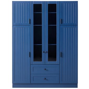 Merax Modern Large Kitchen Pantry with 6 Doors, Adjustable Shelves, Pull-out Trays