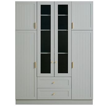 Merax Modern Large Kitchen Pantry with 6 Doors, Adjustable Shelves, Pull-out Trays