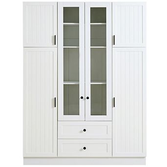 Merax Modern Large Kitchen Pantry with 6 Doors, Adjustable Shelves, Pull-out Trays