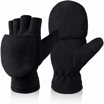 Winter Convertible Flip Top Mittens Polar Fleece Gloves For Running Texting Outdoor Activities