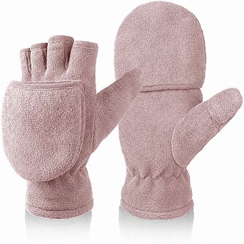 Winter Convertible Flip Top Mittens Polar Fleece Gloves For Running Texting Outdoor Activities