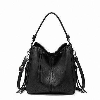Womens Designer Faux Leather Hobo Crossbody Handbags Tassel Decor Large Capacity Shoulder Purse