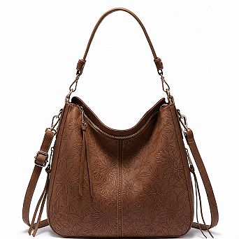 Womens Designer Faux Leather Hobo Crossbody Handbags Tassel Decor Large Capacity Shoulder Purse