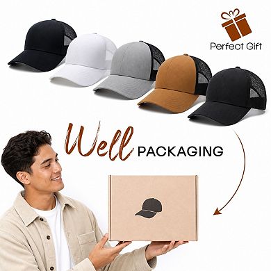 Mens Structured Mesh Trucker Baseball Cap Adjustable Sun Protection