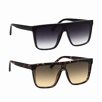 2 pc Square Sunglasses UV400 Protection Ultralight Trendy Unisex Sun Shades