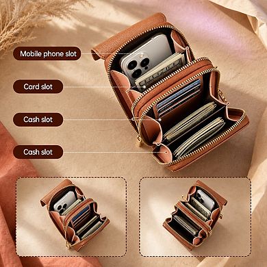 PU Leather RFID Blocking Crossbody Phone Purse Touchscreen Wallet