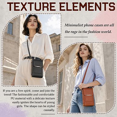 PU Leather RFID Blocking Crossbody Phone Purse Touchscreen Wallet