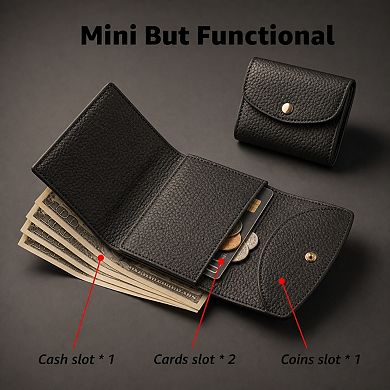 Women's Minimalist RFID Blocking Soft Leather Trifold Slim Wallet Card Holder