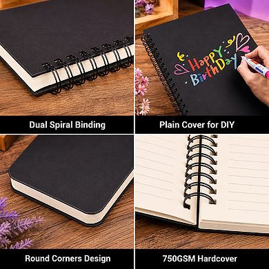 A5 Spiral Notebook 6 Pack Hardcover Lined Journal 120 Pages Thick Paper Travel Writing Notepad