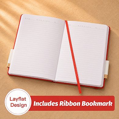 A5 PU Leather Lined Journal Notebook 200 Pages Lay Flat Multi Color For Work Travel College