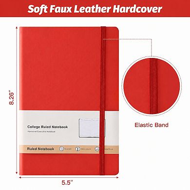 A5 PU Leather Lined Journal Notebook 200 Pages Lay Flat Multi Color For Work Travel College