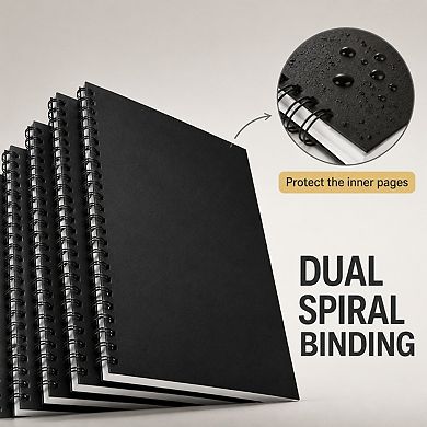 Hardcover Spiral Notebooks 4 Pack 7mm College Ruled 100gsm Thick Paper 160 Pages Per Notebook