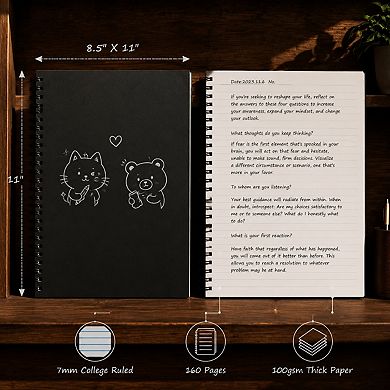 Hardcover Spiral Notebooks 4 Pack 7mm College Ruled 100gsm Thick Paper 160 Pages Per Notebook