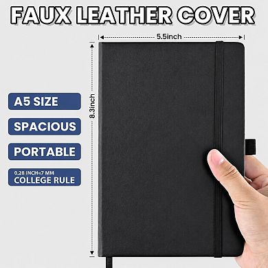 Faux Leather Hardcover Lined Journal Notebook 100gsm Paper Lay Flat Pen Loop Closure
