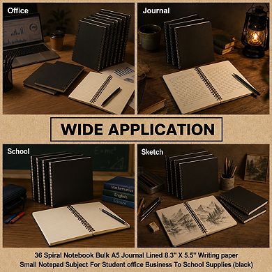 36 Pack Spiral Notebooks Bulk A5 Lined Paper Journal For School Office Home