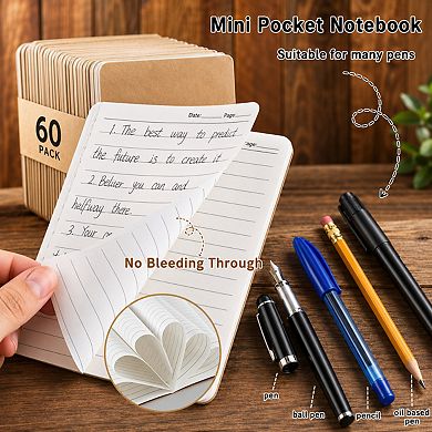 60 Packs Lined Pocket Notebooks Bulk Classroom Student Gifts