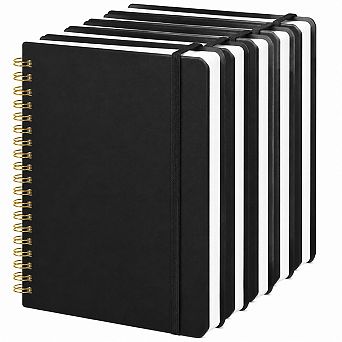 6 Pack Hardcover Spiral Lined Notebooks 140 Pages Bulk Journal Set