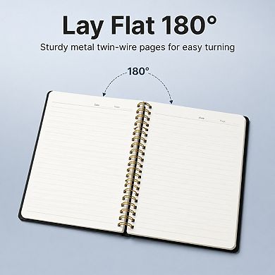 6 Pack Hardcover Spiral Lined Notebooks 140 Pages Bulk Journal Set