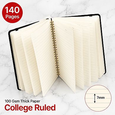 6 Pack Hardcover Spiral Lined Notebooks 140 Pages Bulk Journal Set