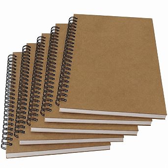 Spiral Blank Notebook Hard Cover Thick No Bleed Paper 5 Pack
