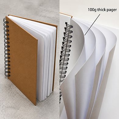 Spiral Blank Notebook Hard Cover Thick No Bleed Paper 5 Pack