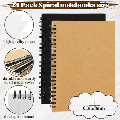24 Pack A5 Bulk Spiral Notebooks Hardcover Lined Journal For School Office Travel