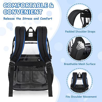 Heavy Duty Clear Backpack Stadium Approved Large Capacity Travel School Work Bag
