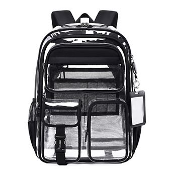 Clear Backpack Blue Lightning Pattern Heavy Duty School Stadium Work Sport